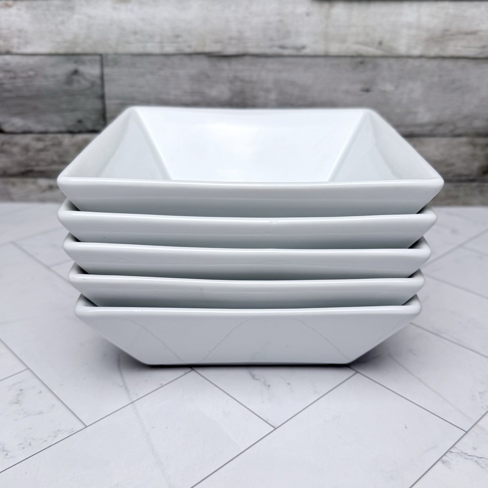 Pier 1 Porcelain White Square 6.5"  Cereal/Soup/Salad Bowls Stackable (14 Avail)